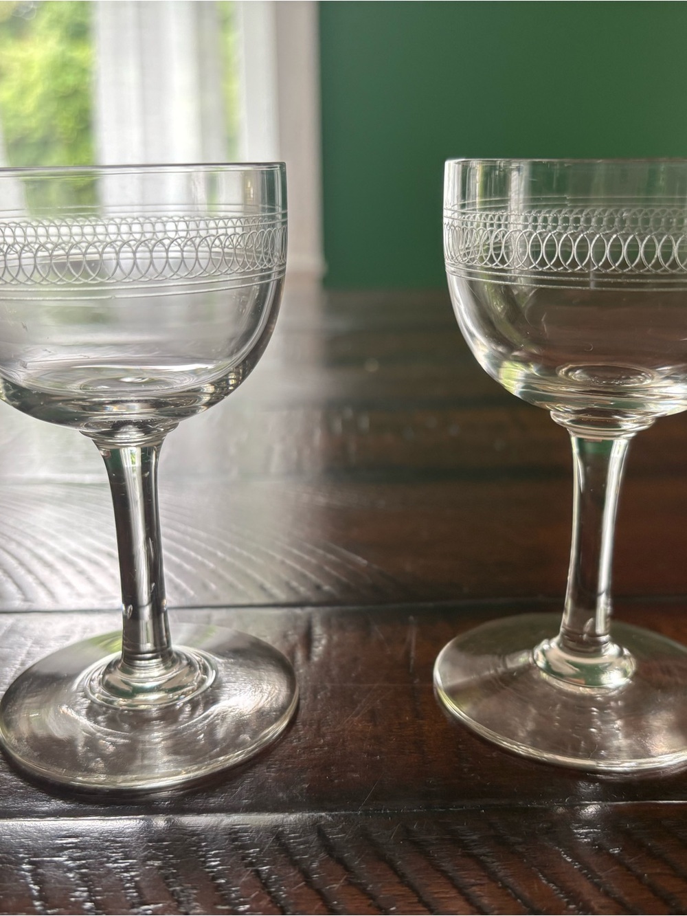 Classic Etched Glass Coupe - Clear Crystal Stemware (Set)
